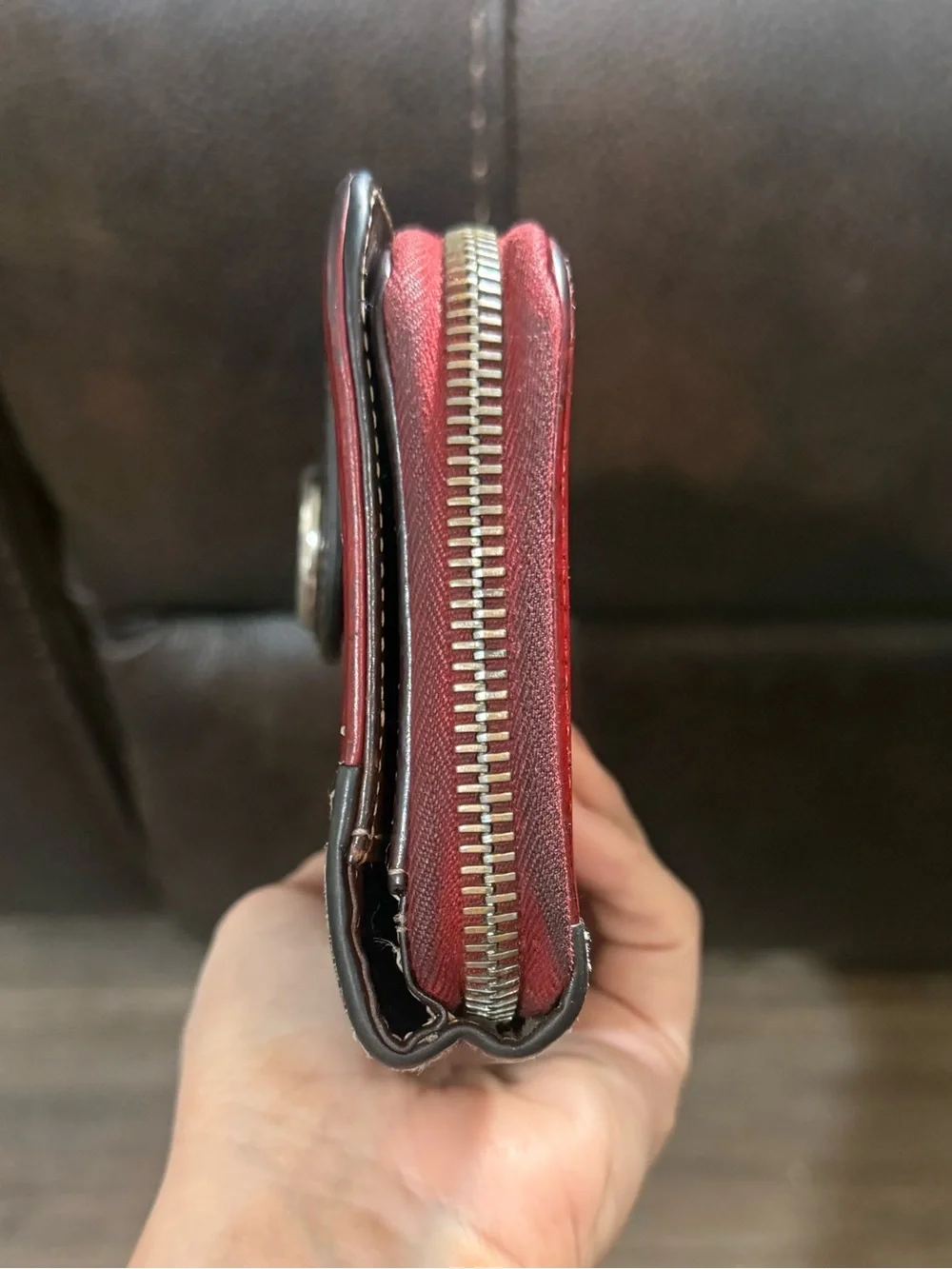 Vintage Dooney & Bourke AWL Wallet Red Black All Weather Leather Organizer RARE - Picture 4 of 8